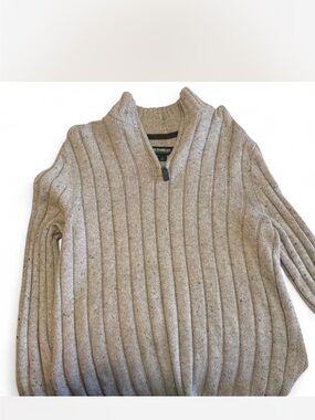 Outdoor Life Men’s Ribbed Half-Zip Sweater in Taupe Fleck
